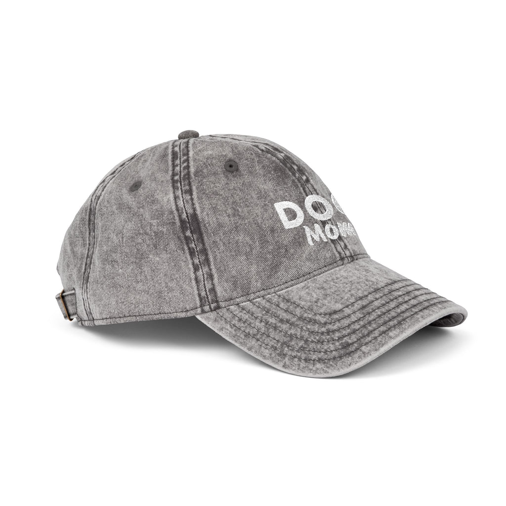 Dog Mom Embroidered Vintage Cap — Washed Pink Baseball Hat for Pet Lovers