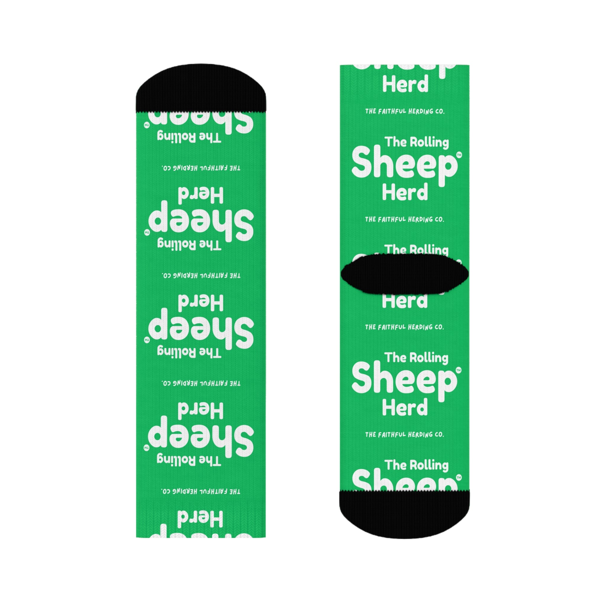 Rolling Sheep Herd | Green Crew Socks