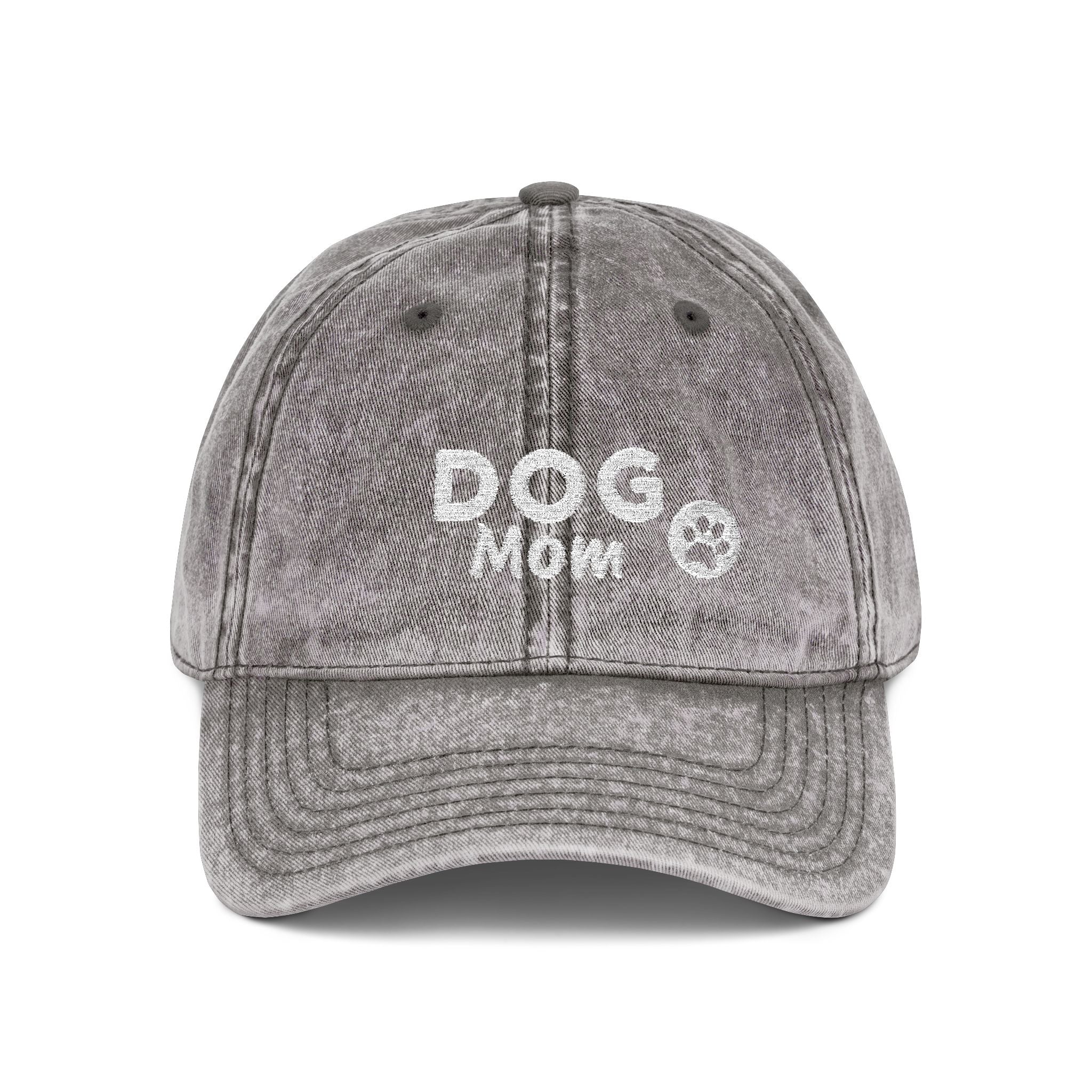 Dog Mom Embroidered Vintage Cap — Washed Pink Baseball Hat for Pet Lovers