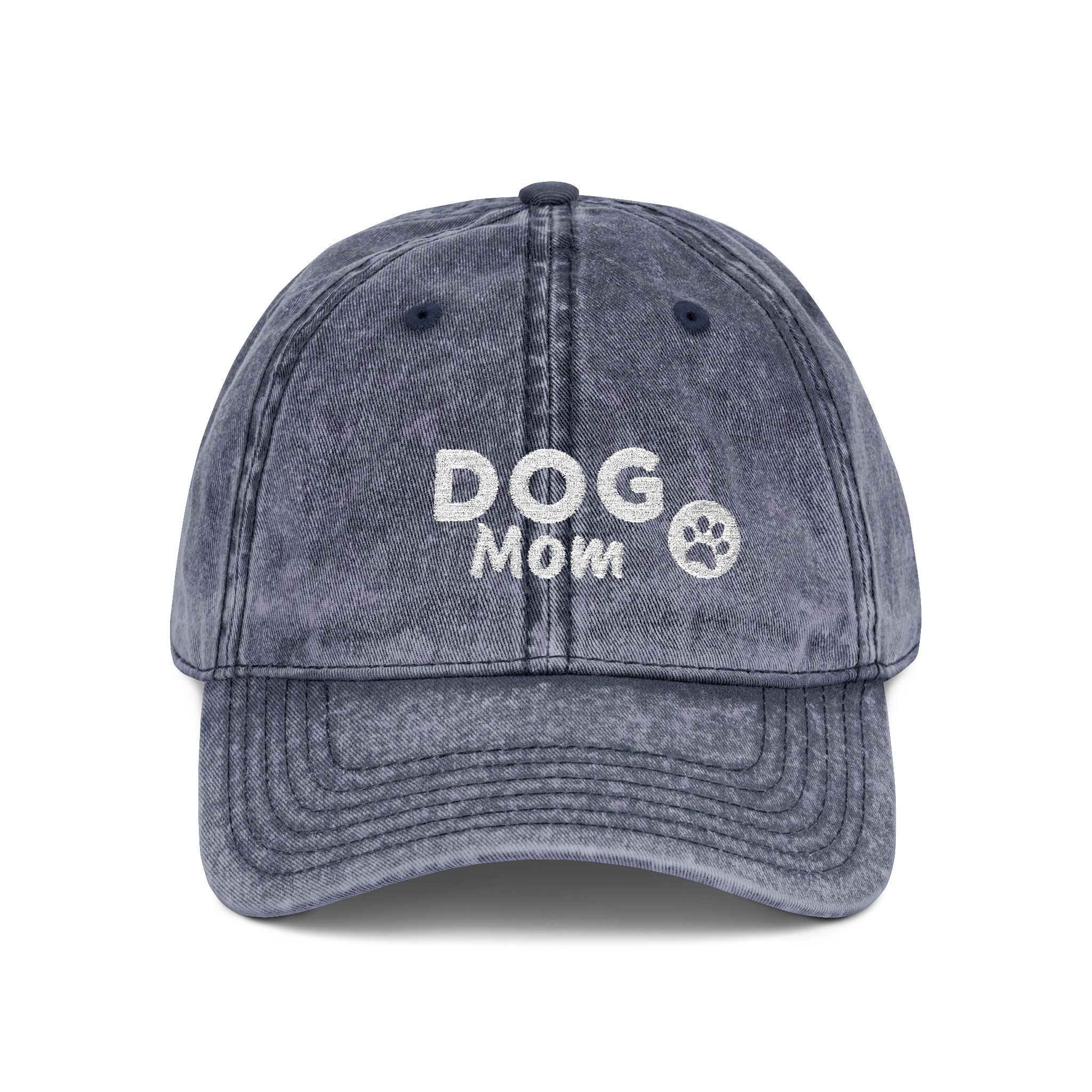 Dog Mom Embroidered Vintage Cap — Washed Pink Baseball Hat for Pet Lovers