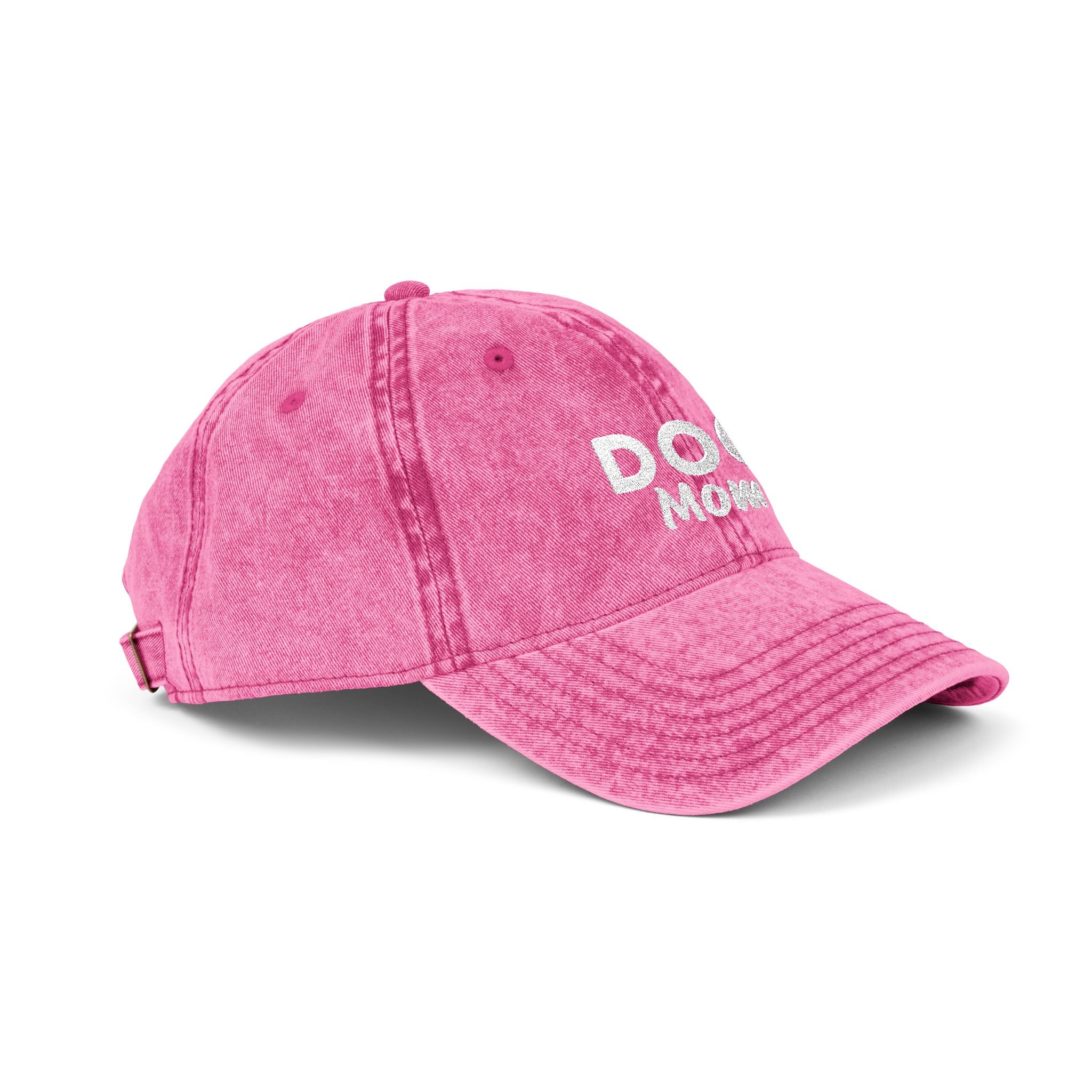 Dog Mom Embroidered Vintage Cap — Washed Pink Baseball Hat for Pet Lovers