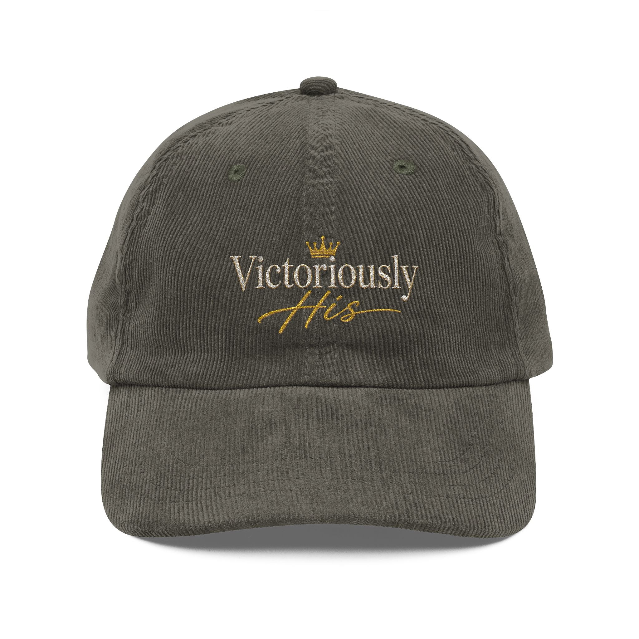 Victoriousy His Embroidered Vintage Corduroy Cap