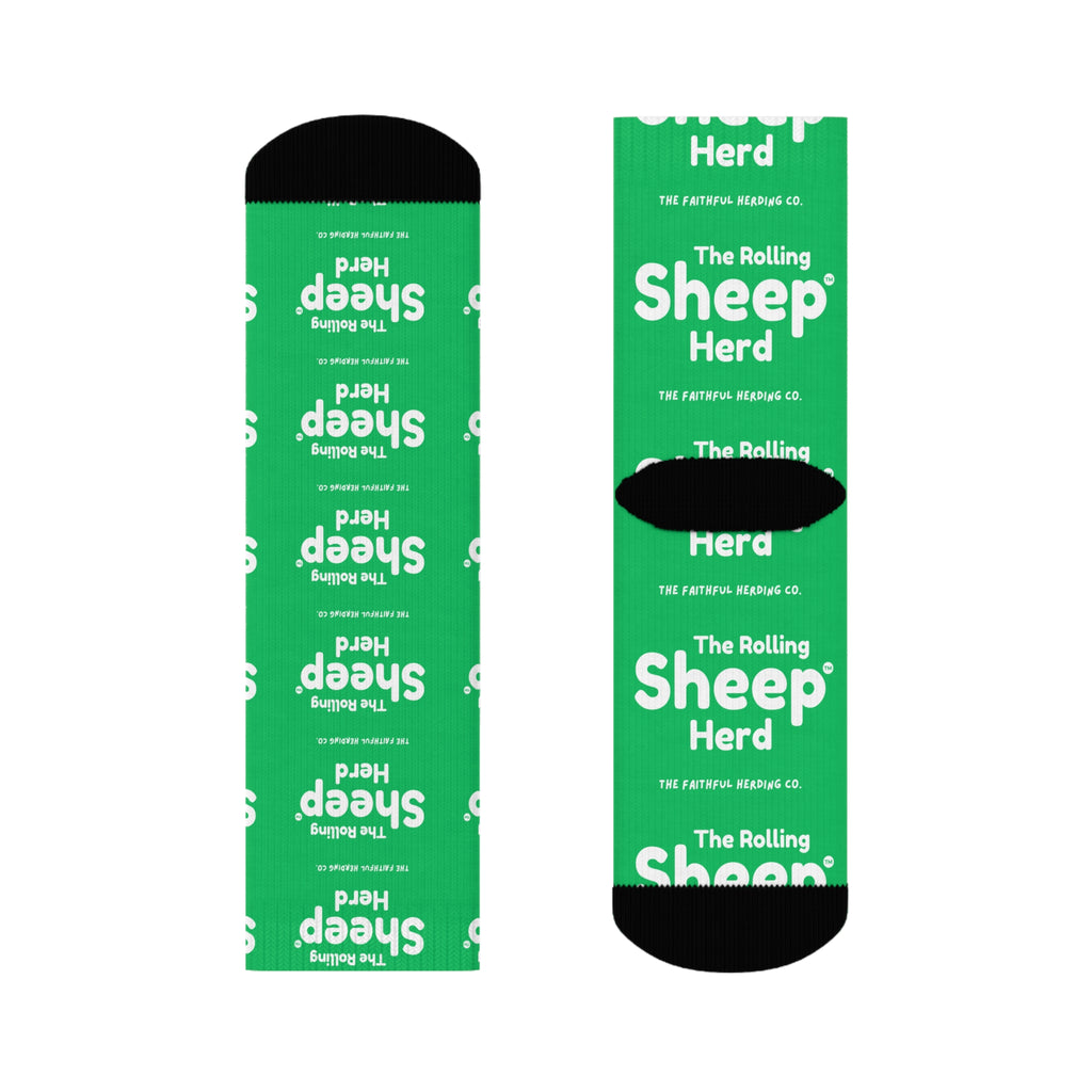 Rolling Sheep Herd | Green Crew Socks