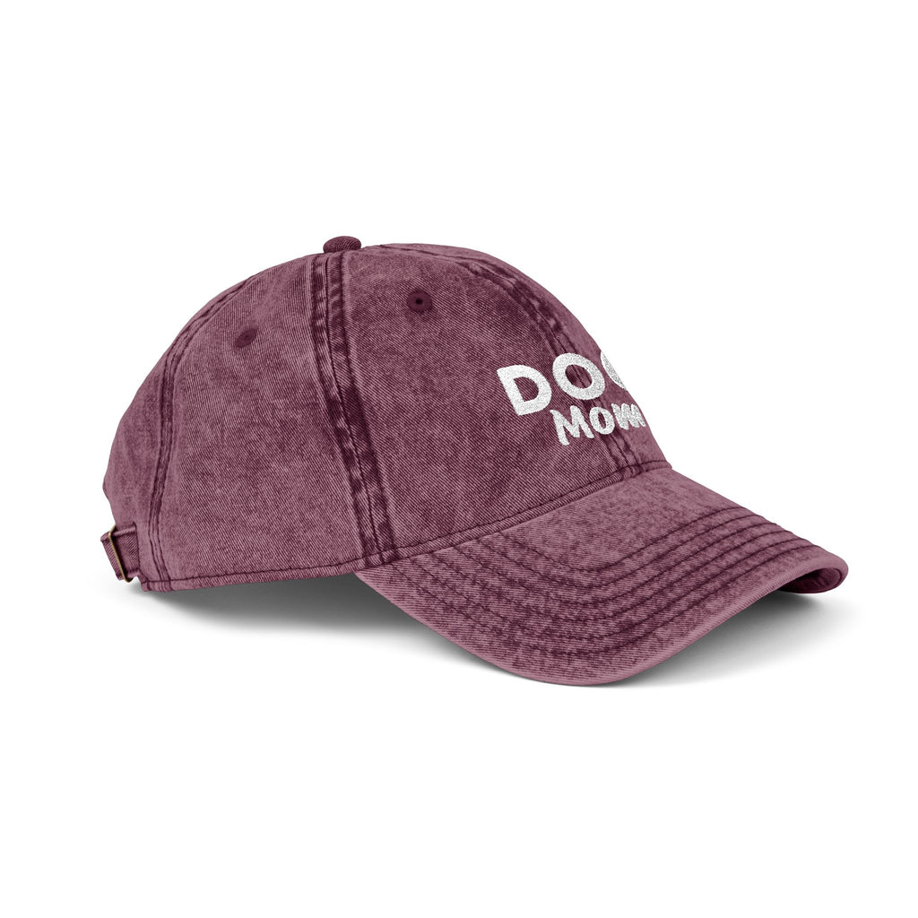 Dog Mom Embroidered Vintage Cap — Washed Pink Baseball Hat for Pet Lovers