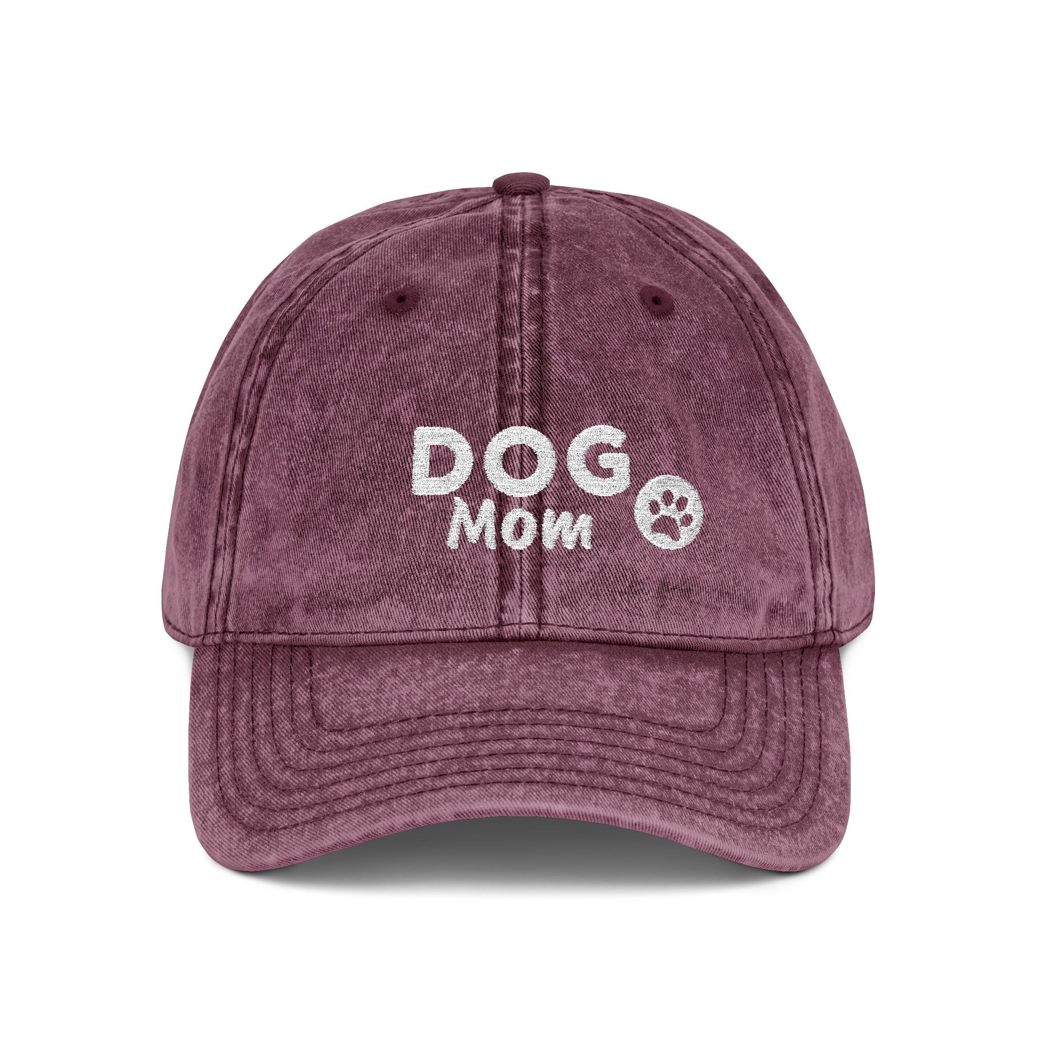 Dog Mom Embroidered Vintage Cap — Washed Pink Baseball Hat for Pet Lovers