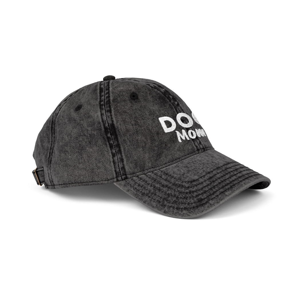 Dog Mom Embroidered Vintage Cap — Washed Pink Baseball Hat for Pet Lovers