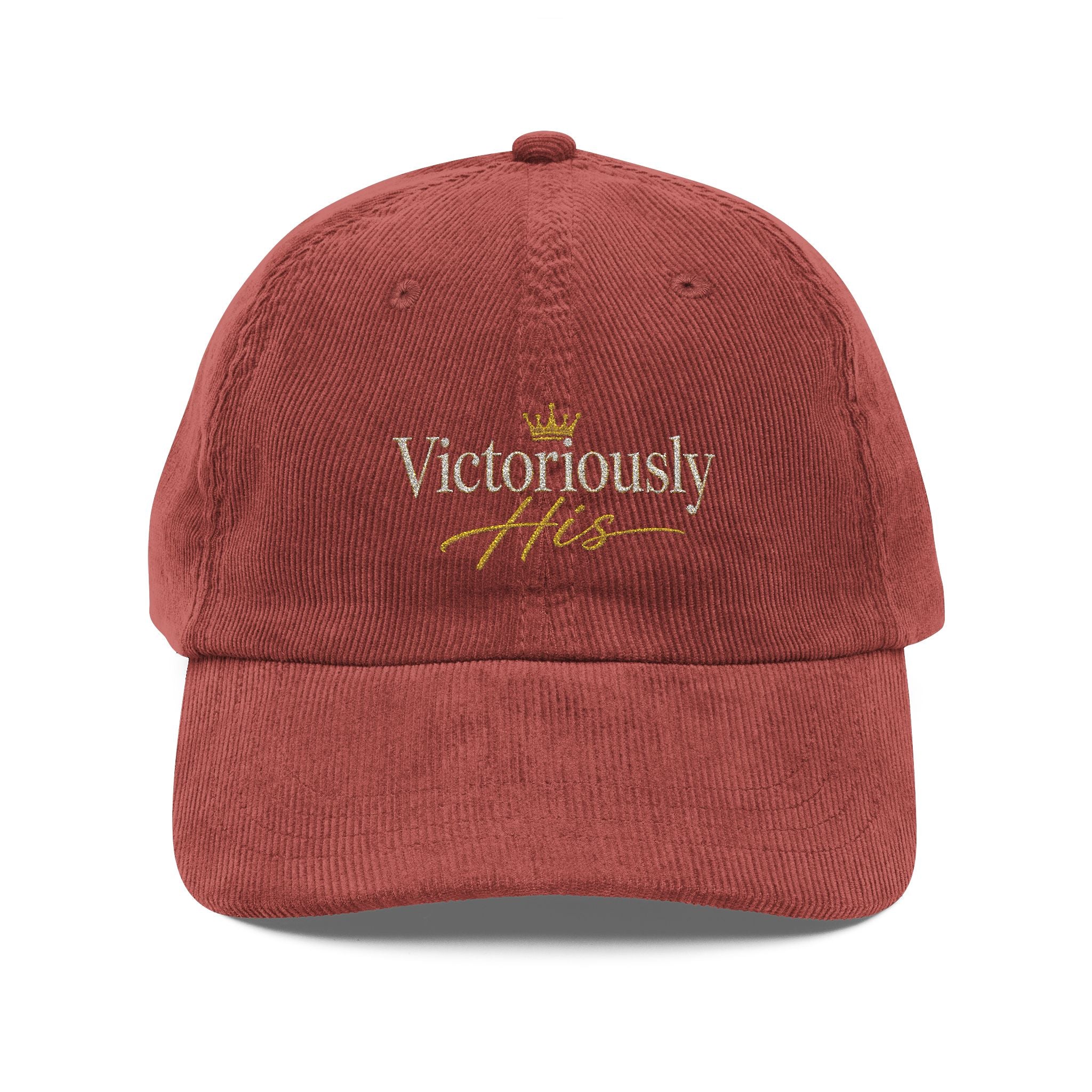 Victoriousy His Embroidered Vintage Corduroy Cap