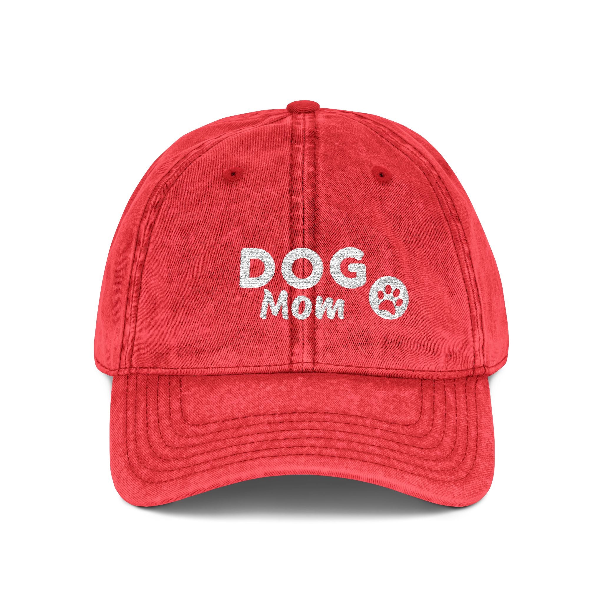 Dog Mom Embroidered Vintage Cap — Washed Pink Baseball Hat for Pet Lovers