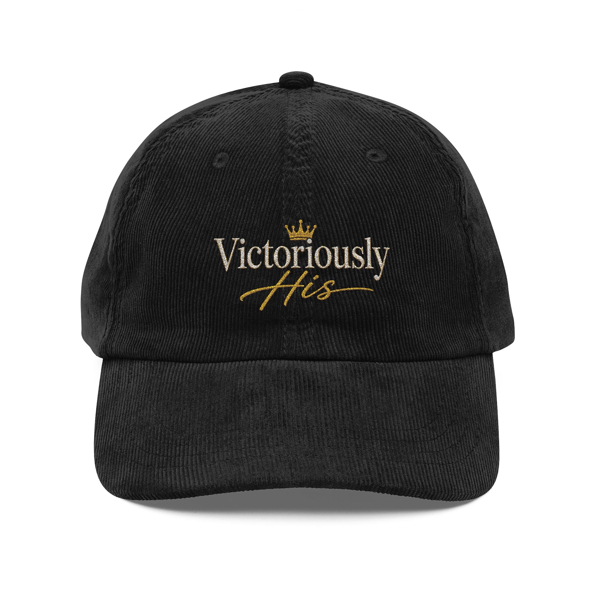 Victoriousy His Embroidered Vintage Corduroy Cap