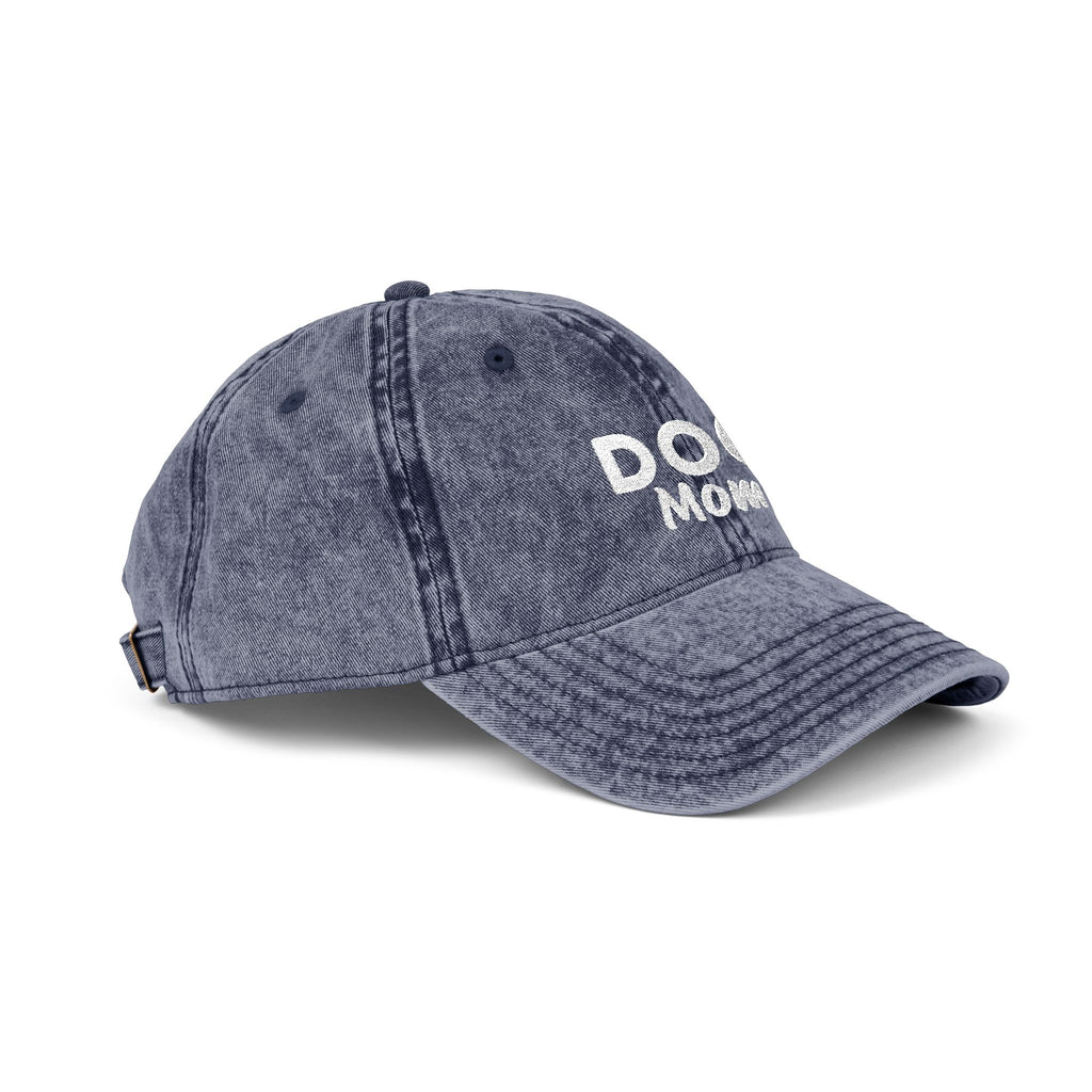 Dog Mom Embroidered Vintage Cap — Washed Pink Baseball Hat for Pet Lovers